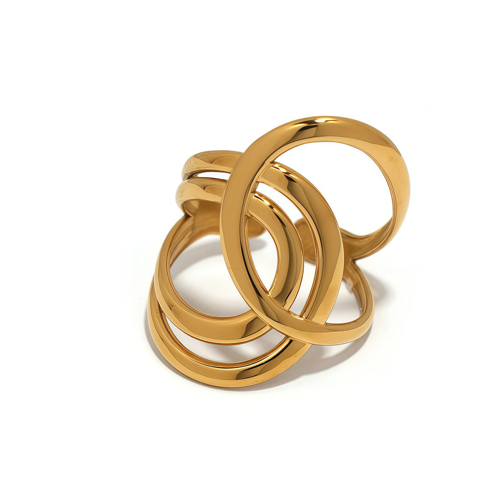 Stainless Steel Geometric Hollow-Out Open Ring, Simple And Stylish