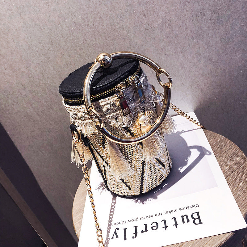 Luxury Handbag Women Bag Designer Retro Weave Feather Tassel lady Shoulder Bag