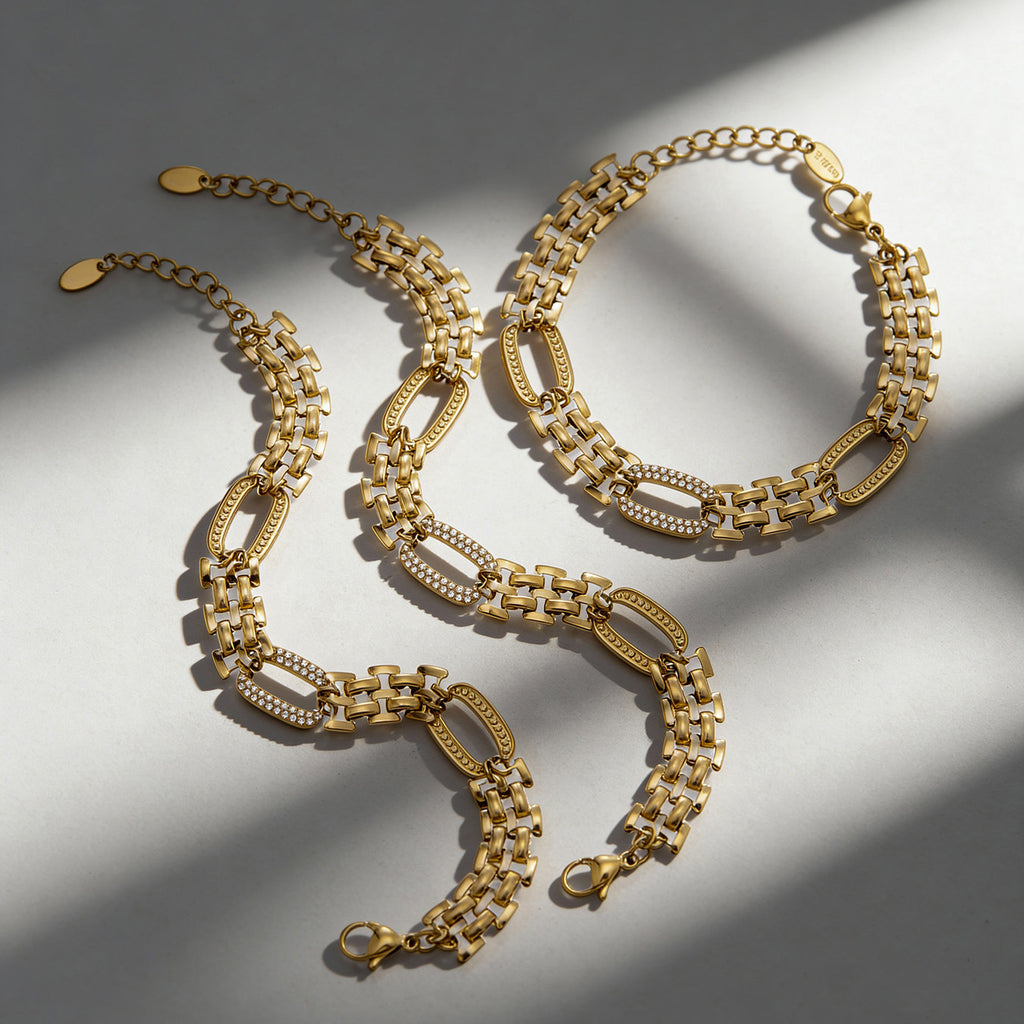 Light Luxury Stainless Steel Bracelet With Full Zirconia Stones For Women