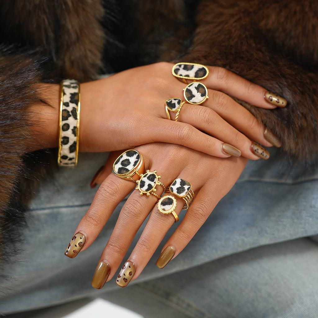 New High-end Leopard-print Ring For Women Polished Finish Stackable