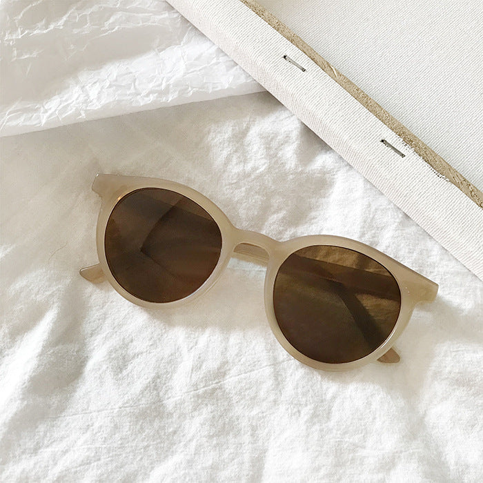 Men and women sunglasses round frame mirror
