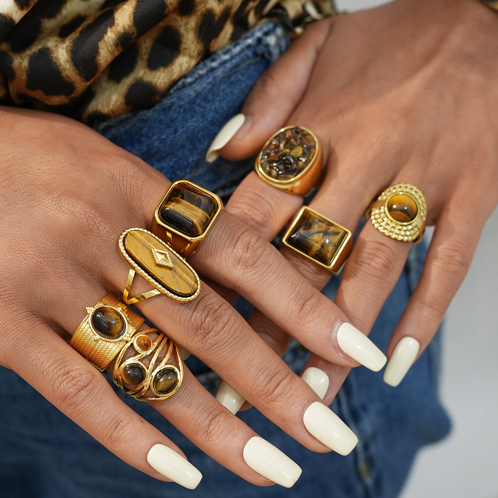 Stainless Steel Tiger Eye Ring With A Bold High-End Look