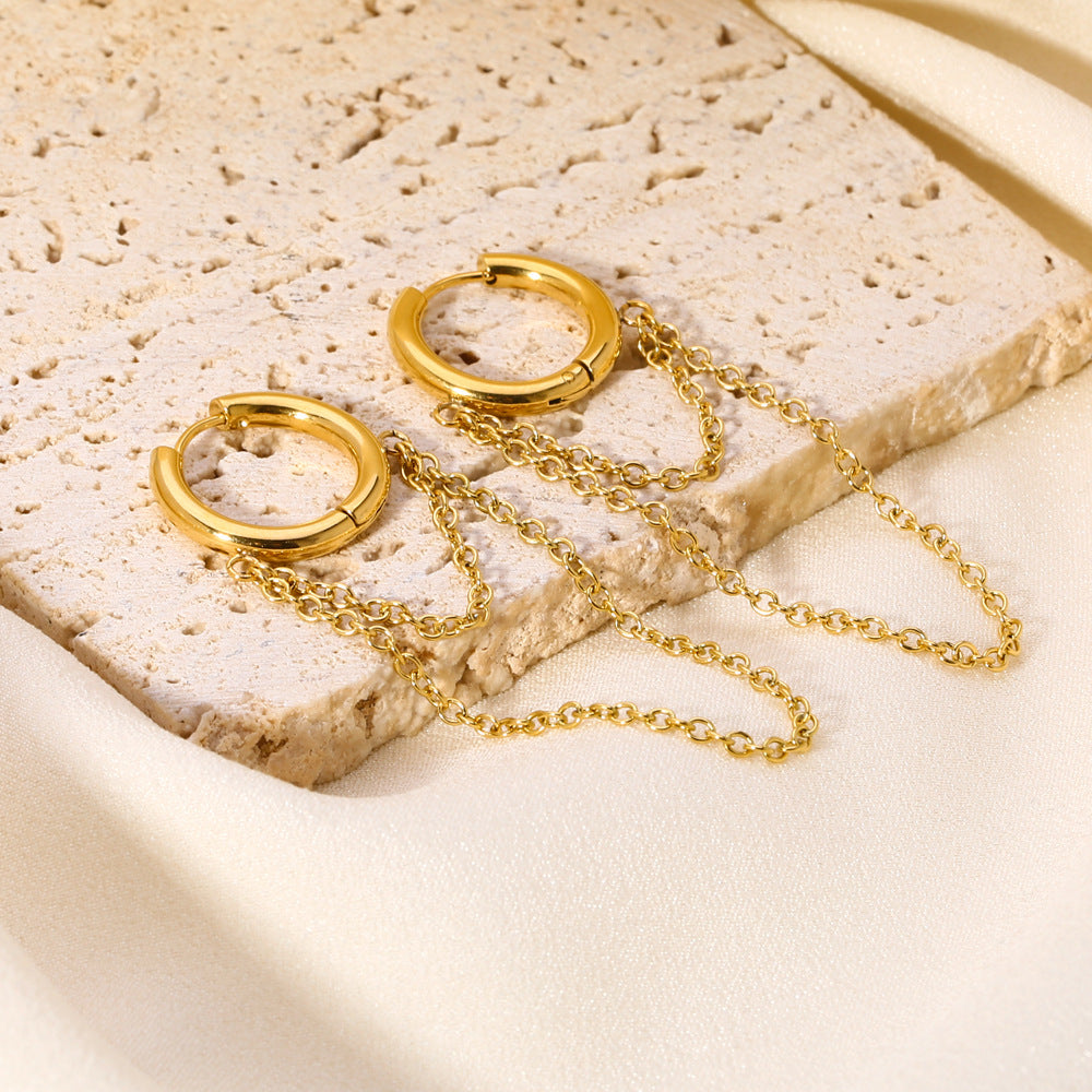 Double-layer Chain Fashion Design Sense Tassel Earrings
