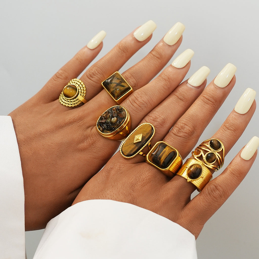 Stainless Steel Tiger Eye Ring With A Bold High-End Look