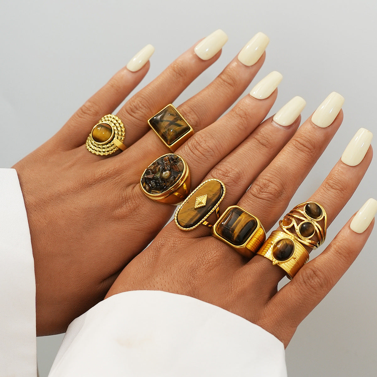 Stainless Steel Tiger Eye Ring With A Bold High-End Look