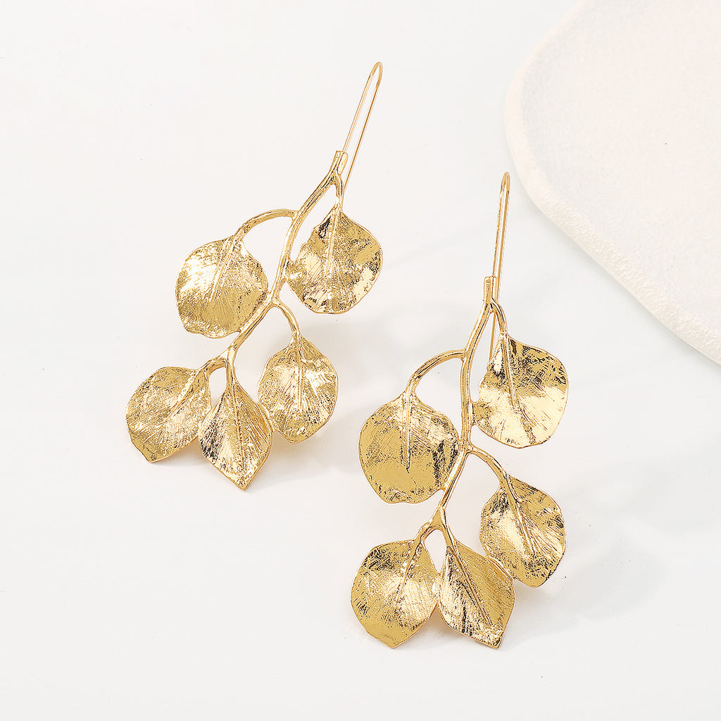 Earring Necklace Luxury Metal Leaf Earrings Choker For Women Personality Jewelry Gift
