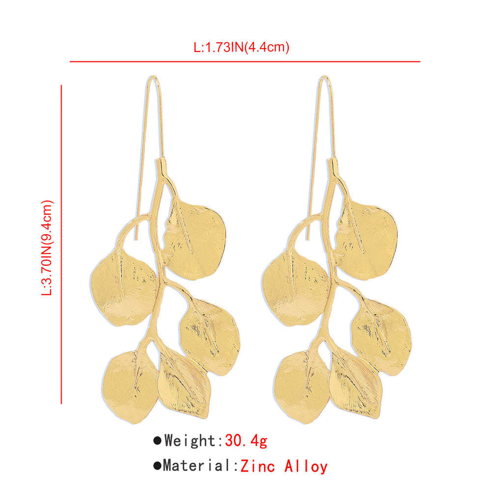 Earring Necklace Luxury Metal Leaf Earrings Choker For Women Personality Jewelry Gift