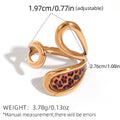 Stainless Steel Leopard Print Geometric Open Ring, Simple And Stylish