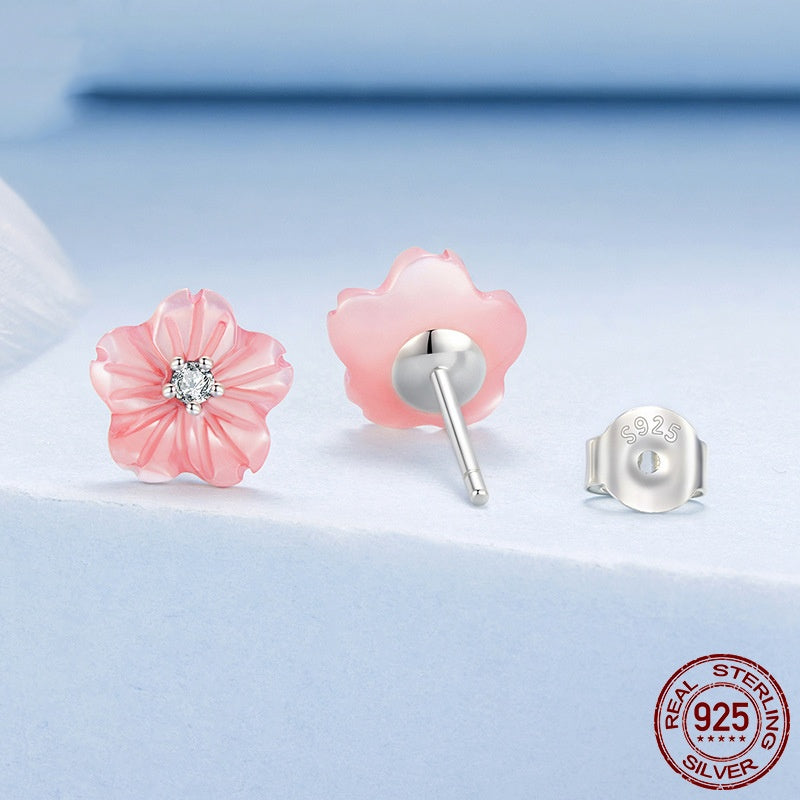 Romantic Fritillary Stud Earrings Sweet Elegant Graceful S925 Sterling Silver