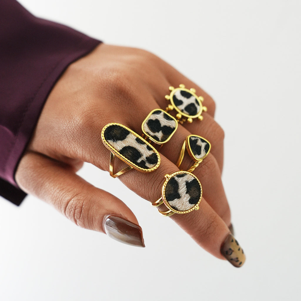 New High-end Leopard-print Ring For Women Polished Finish Stackable