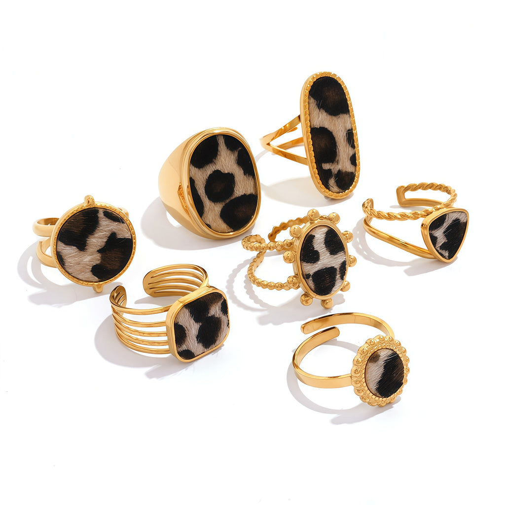 New High-end Leopard-print Ring For Women Polished Finish Stackable