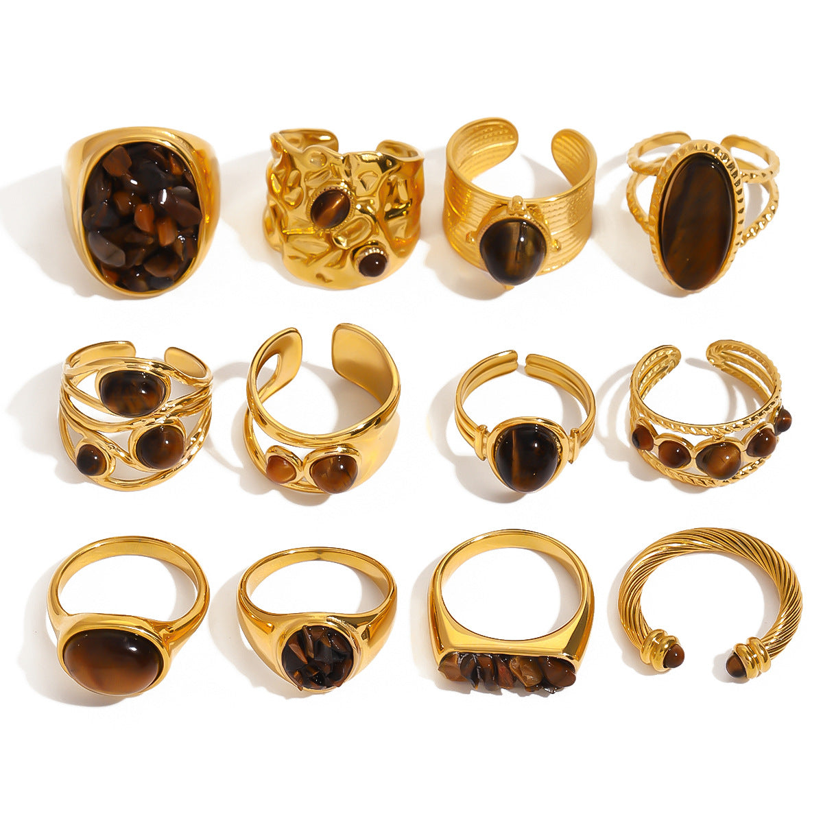 Tigers Eye Ring Niche High-End Hand Accessory In Titanium Steel That Wont Fade