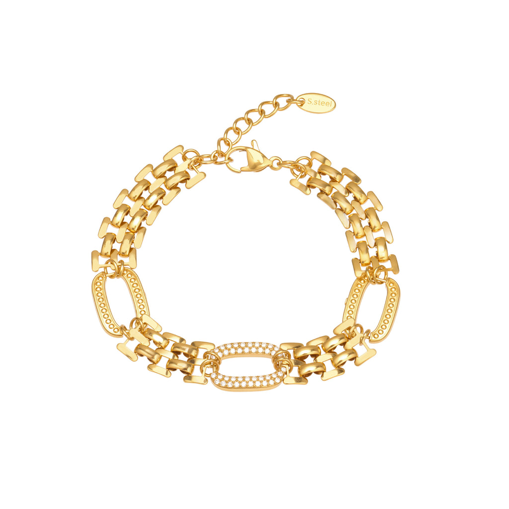 Light Luxury Stainless Steel Bracelet With Full Zirconia Stones For Women