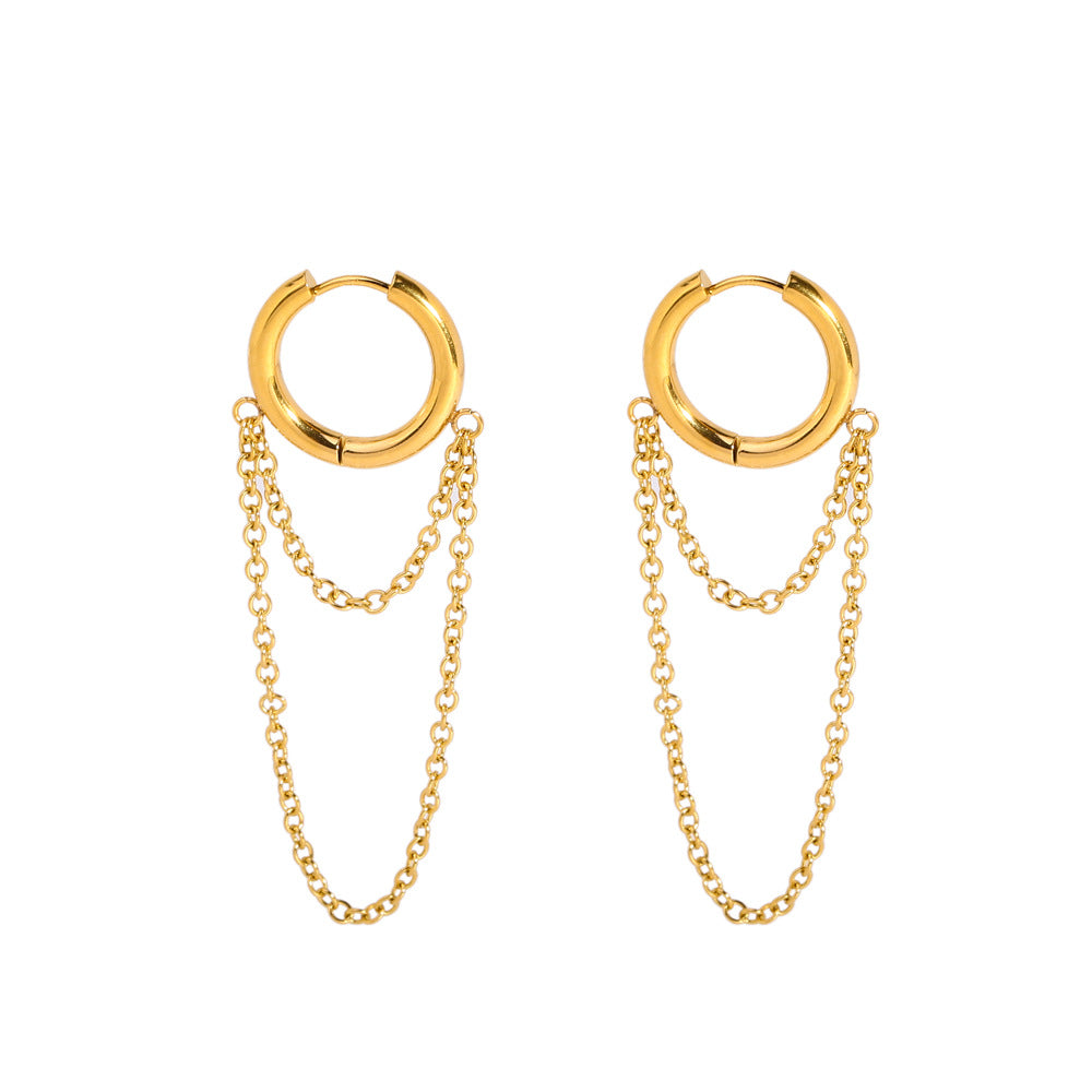 Double-layer Chain Fashion Design Sense Tassel Earrings