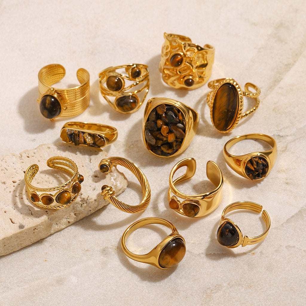 Tigers Eye Ring Niche High-End Hand Accessory In Titanium Steel That Wont Fade