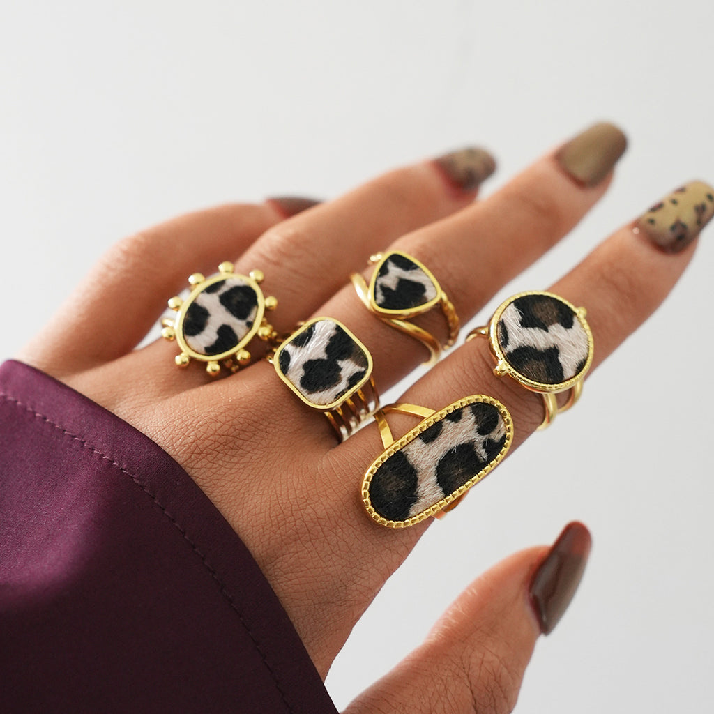 New High-end Leopard-print Ring For Women Polished Finish Stackable